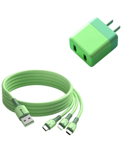 Multitasky 1-meter Turbo Fast-charging Charger With 3-port Cord In Transparent