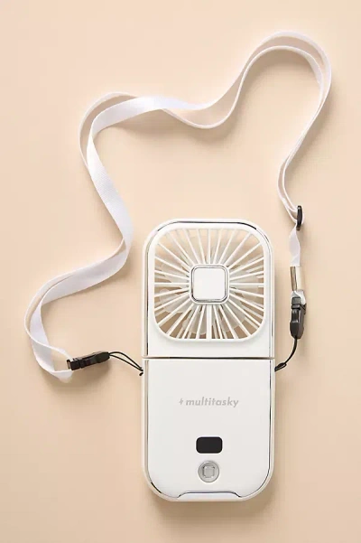 Multitasky Phonepal 3-in-1 Pro: Cooling Fan + Power Bank + Phone Stand (with Display Panel) In White