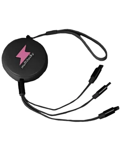 Multitasky Retractable Black 3-port Usb Keychain In Transparent