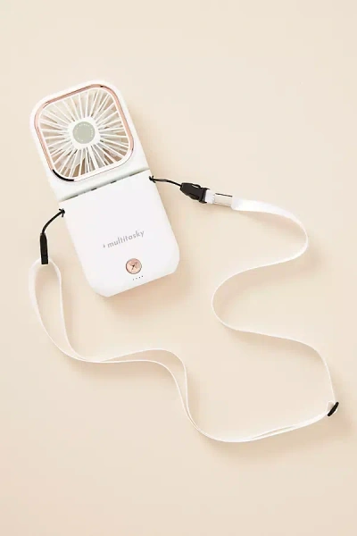 Multitasky Travel Fan Charging Bank In White