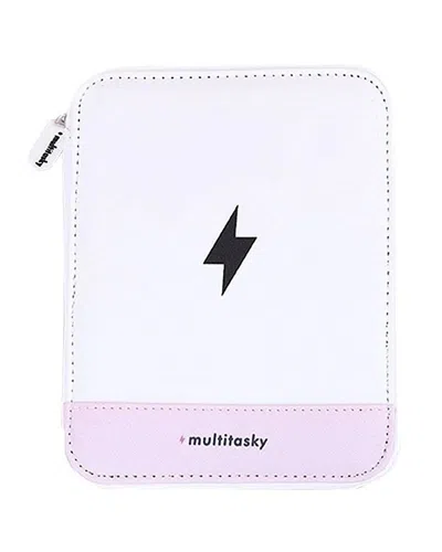 Multitasky White Travel Cord Organizer Pouch In Pink