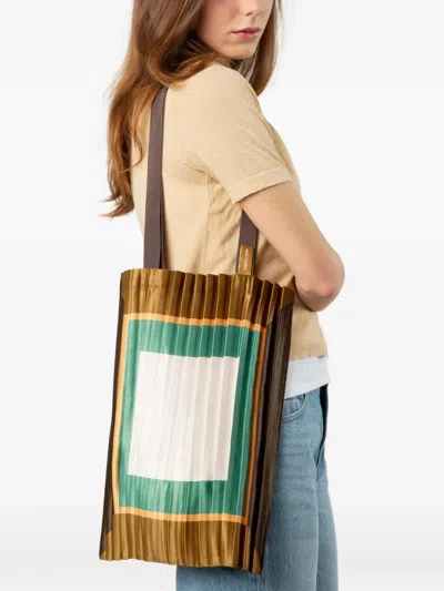 Multitudes Bags Cefalù Pleated Tote Bag In Brown