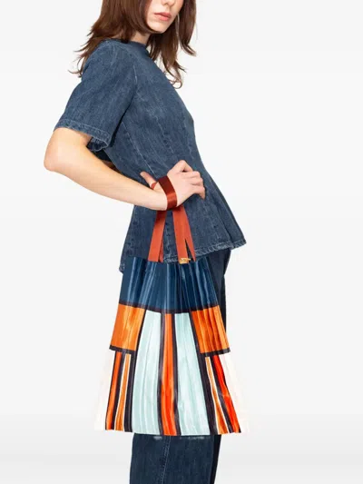 Multitudes Bags Chia Pleated Striped Tote Bag