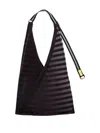 Multitudes Bags Claudia Pleated Striped Tote Bag In Black