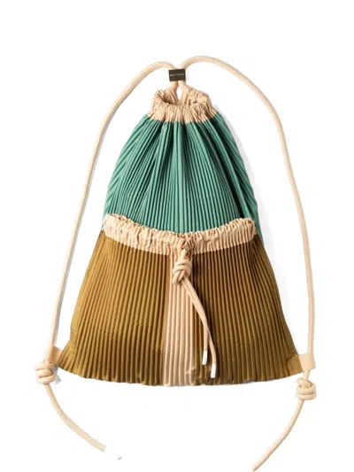 Multitudes Bags Gae Pleated Backpack In Brown