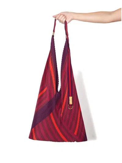 Multitudes Bags Pleated Striped-pattern Tote Bag In Red