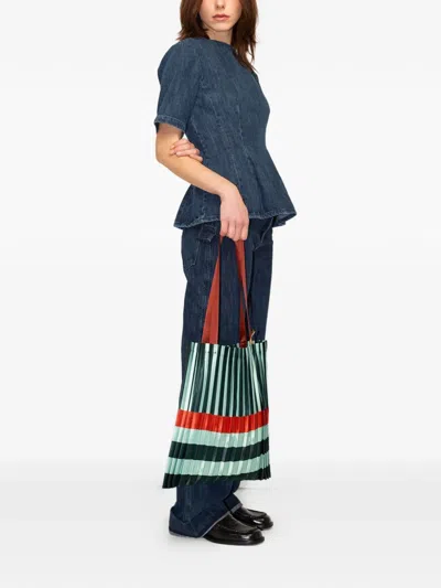Multitudes Bags Smeralda Pleated Tote Bag In Blue
