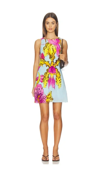 Muma World Amazonian Orchid Electra Mini Dress In Blue
