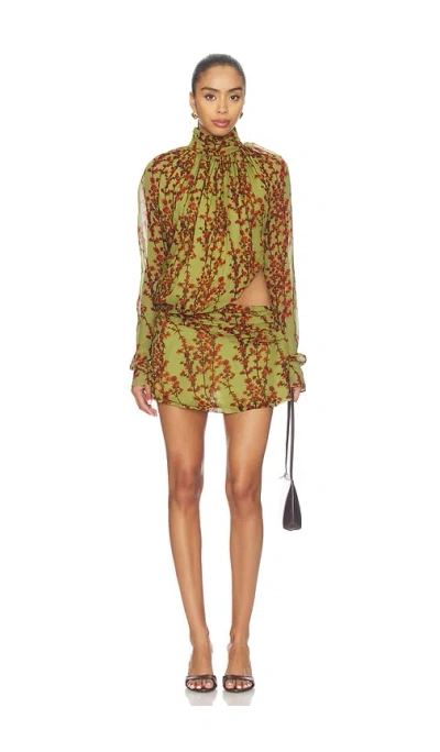 Muma World Kusa Sakura Zhou Mini Dress In Green