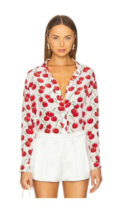Muma World Long Sleeve Shirt In White Cherry