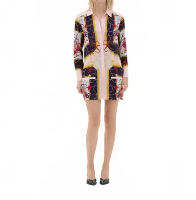 Muma World Netting Relaxed Shirt Dress In Coral In Multi