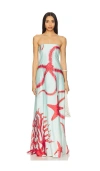Muma World Ursa Strapless Maxi Dress In Blue