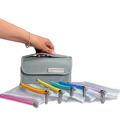 Mumi Multi Colored Pouches With Carrying Case, Set Of 6