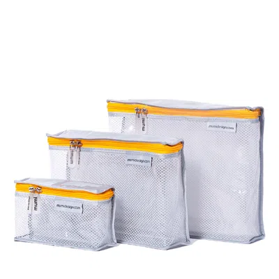 Mumi Toiletry Cubes, Set Of 3 In Orange