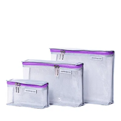 Mumi Toiletry Cubes, Set Of 3 In Purple