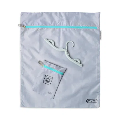 Mumi Travel Laundry Bag Set In Aqua