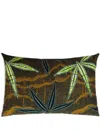 Mumutane Iki Aloe Vera Lime Leaf-print Wool Cushion In Brown