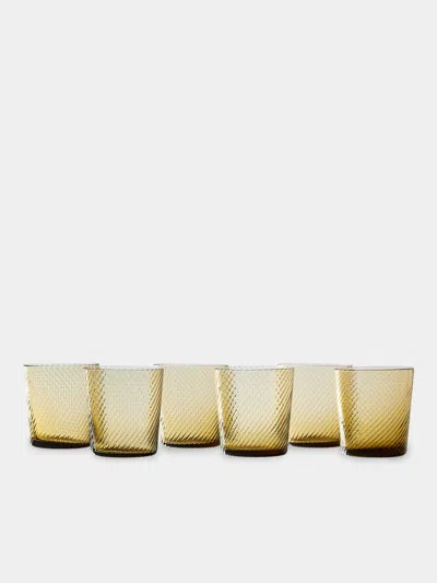 Mun Deluxe Brand Venezia Torsé Hand-blown Glass Tumblers (set Of 6) In Orange