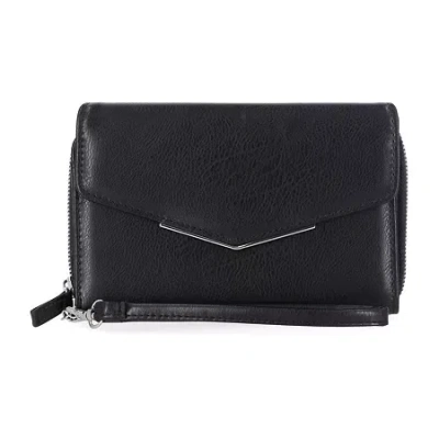 Mundi Big Fat Womens Expandable Rfid Blocking Zip Around Wallet In Black