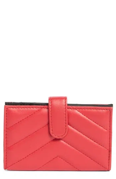 Mundi Small Leather Goods Debbie Quilted Card Case In Red