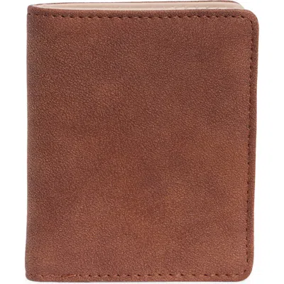 Mundi Small Leather Goods Faux Suede Bifold Card Case In Coffee Suede