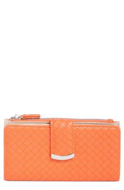 Mundi Small Leather Goods Lottie Woven Faux Leather Clutch In Orange