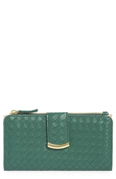 Mundi Small Leather Goods Lottie Woven Wallet In Green