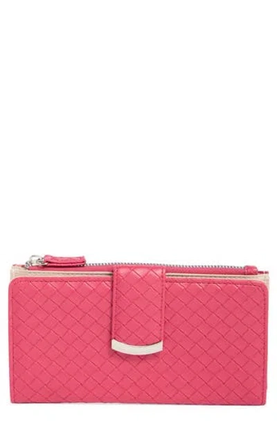 Mundi Small Leather Goods Lottie Woven Wallet In Red