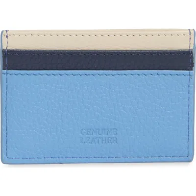 Mundi Small Leather Goods Margot Leather Card Case In Navy Mistyblue Parchment