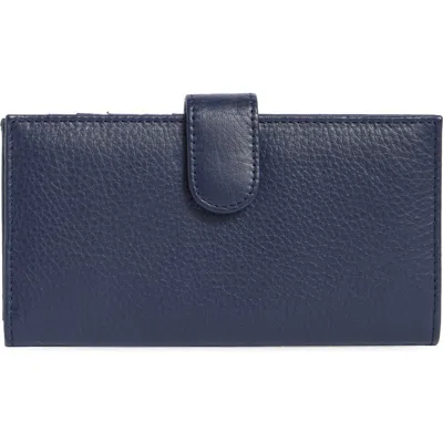 Mundi Small Leather Goods Mundi Slim Leather Clutch Continental Wallet In Blue