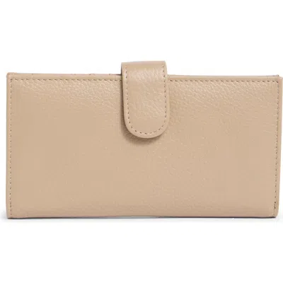 Mundi Small Leather Goods Mundi Slim Leather Clutch Continental Wallet In Brown