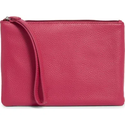Mundi Small Leather Goods Pebbled Wristlet In Azalea