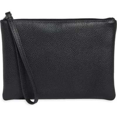 Mundi Small Leather Goods Pebbled Wristlet In Black