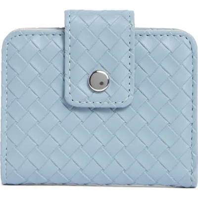 Mundi Small Leather Goods Pixie Woven Snap Bifold Wallet In Misty Blue Woven
