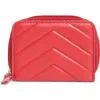 Mundi Small Leather Goods Quilted Card Case In Red