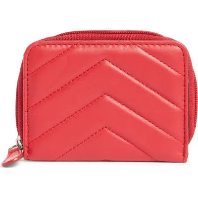 Mundi Small Leather Goods Quilted Card Case In Red