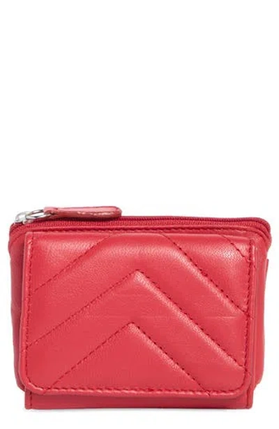 Mundi Small Leather Goods Quilted Leather Wallet In Red