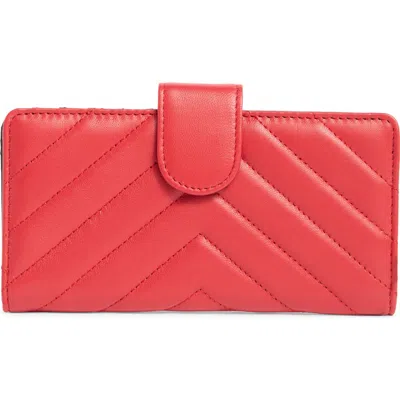 Mundi Small Leather Goods Quilted Slim Wallet In Red