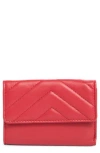 Mundi Small Leather Goods Quilted Trifold Leather Wallet In Red