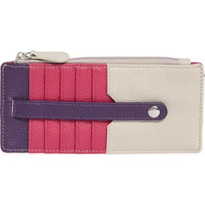 Mundi Small Leather Goods Slim Organizer Card Case In Azalea Amethyst Parchment
