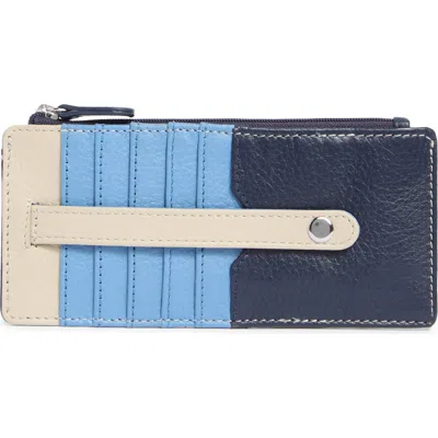 Mundi Small Leather Goods Slim Organizer Card Case In Navy Mistyblue Parchment