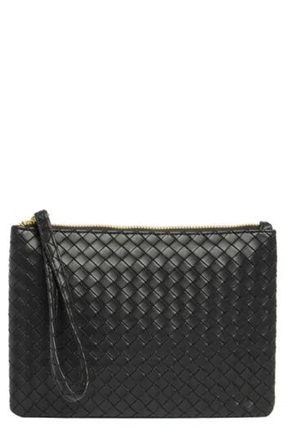 Mundi Small Leather Goods Woven Wristlet In Black