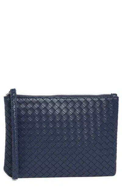 Mundi Small Leather Goods Woven Wristlet In Blue