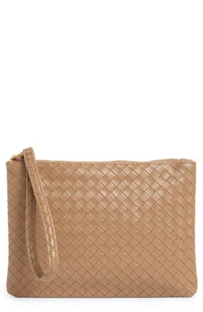 Mundi Small Leather Goods Woven Wristlet In Brown