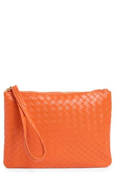 Mundi Small Leather Goods Woven Wristlet In Orange