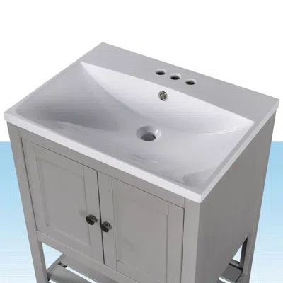 Mungo 24" Single Bathroom Vanity Top In White With Sink
