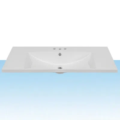 Mungo 36" Single Bathroom Vanity Top In White With Sink