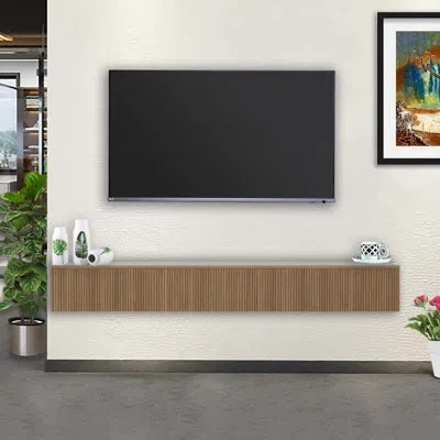 Mungo Floating Tv Stand Wall Mounted With 16 Color Led For 70 Inch Tv In Dark Wood