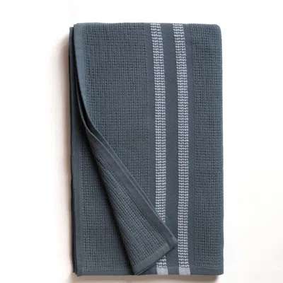 Mungo Organic Block Rib Bath Towel In Blue