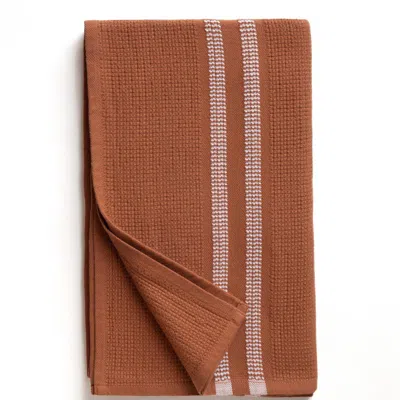 Mungo Organic Block Rib Bath Towel In Brown